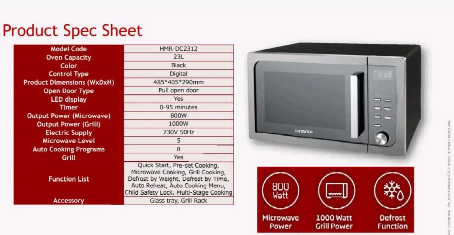 Microwave Hitachi HMR-DG2312